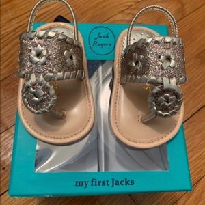NWT my first jacks multi sparkle sandals size 2